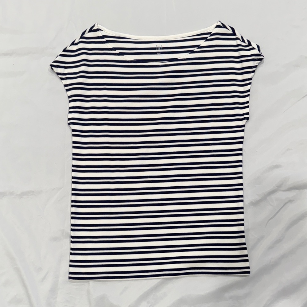 GAP Modern Tee Navy/Cream Striped Women's Top—XL Tall
